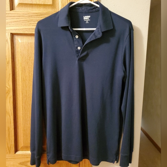 Lands' End | Shirts | Lands End Mens Long Sleeve Supima Polo Shirt Navy ...